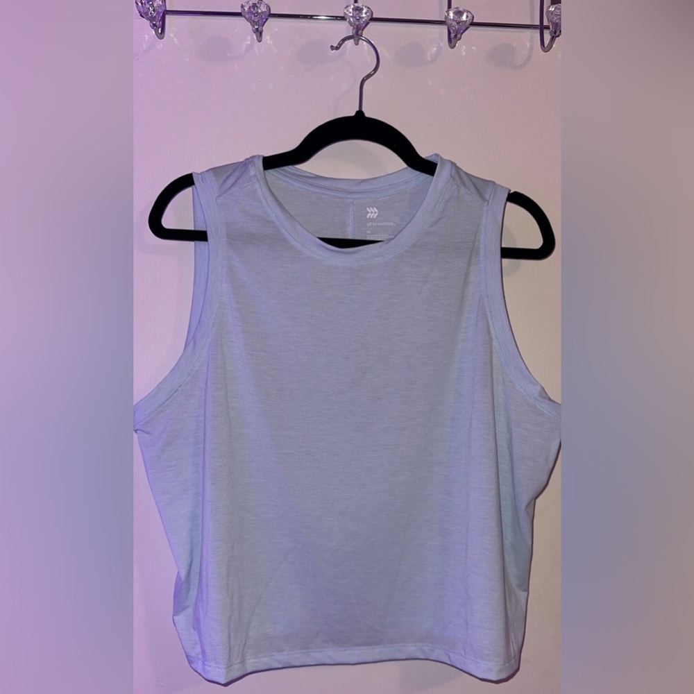 all in motion heathered blue cropped active tank